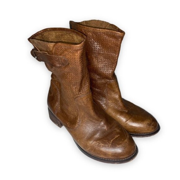 Rudsak Vintage Soft Leather Boots Combat Booties Brown Tan Size 37 EU - Picture 1 of 10